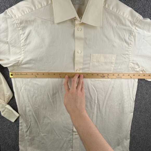 Eton Classic 17.5 Yellow Button Up Shirt Long Sleeve Men Cotton Sweden Designer - Picture 5 of 16